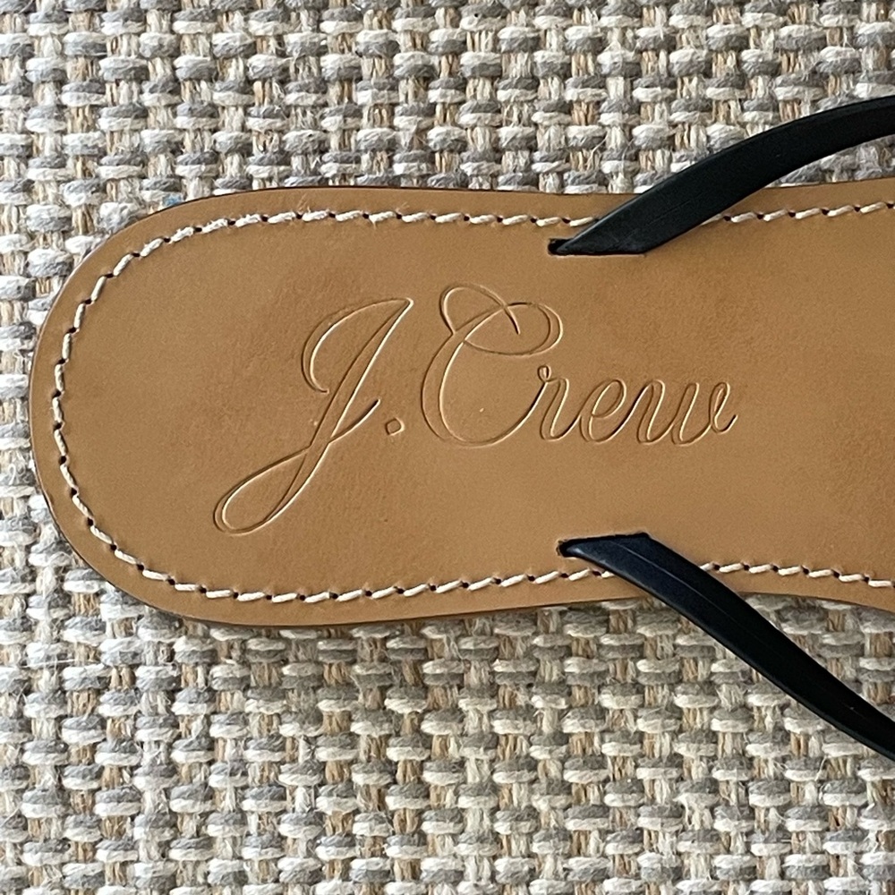 J. Crew Italian Leather Black Thong Sandals - Picture 2 of 6